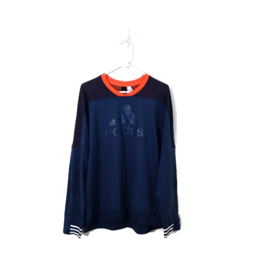 Adidas Men Spell Out Logo Long Sleeve Athletic Pullover Sweatshirt Sz XLarge